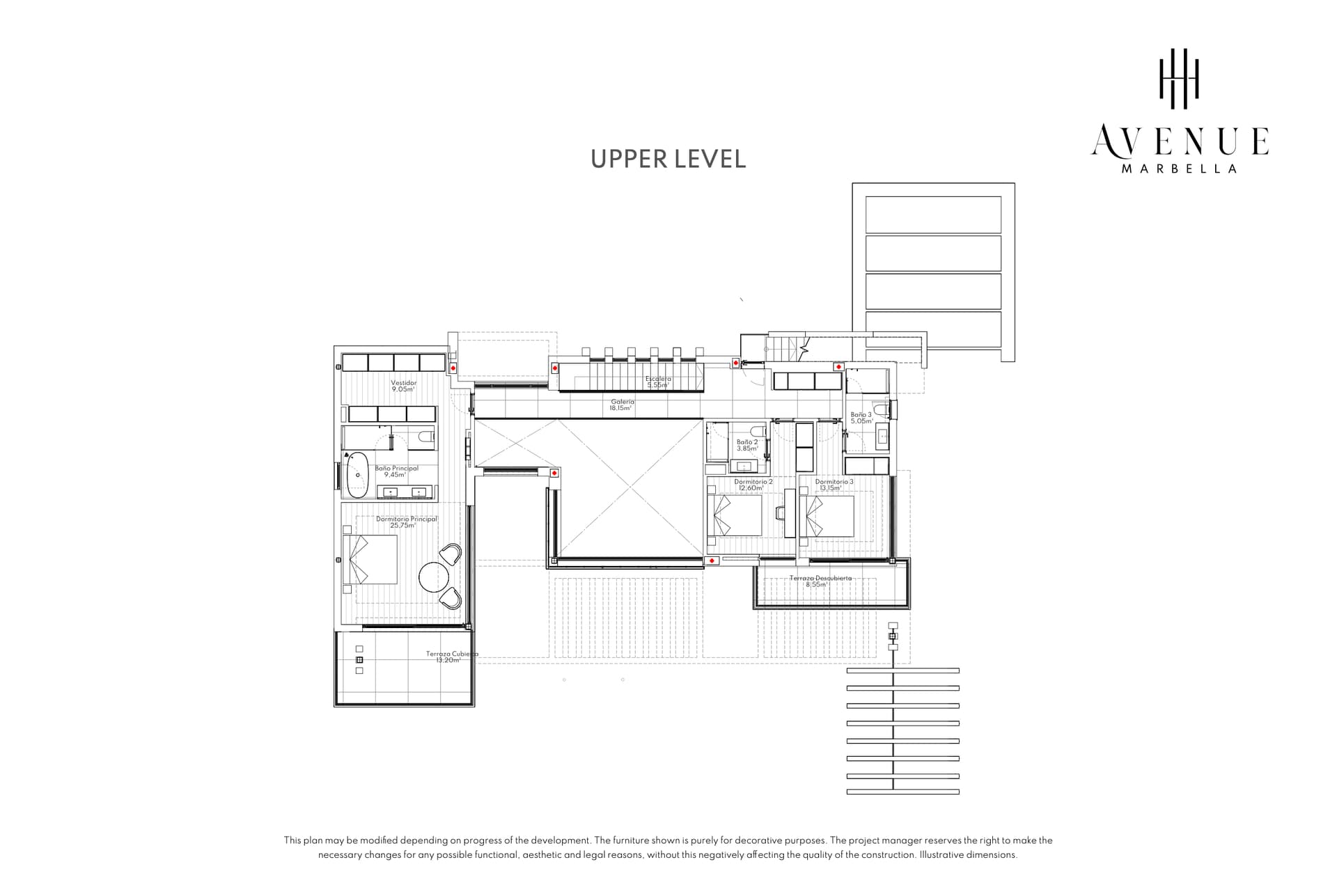 Villa 01, upper level plan