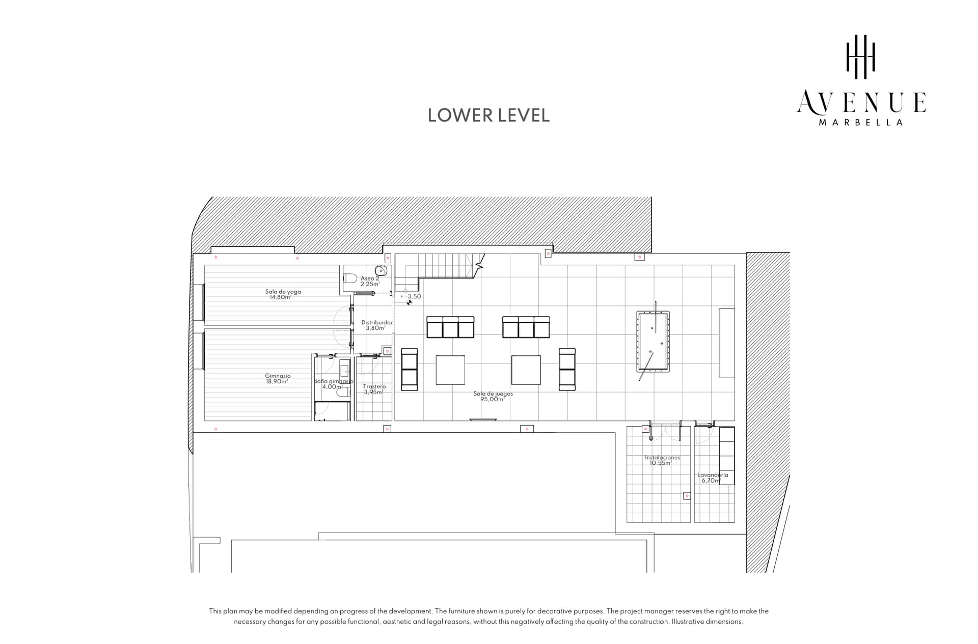 Villa 01, lower level plan