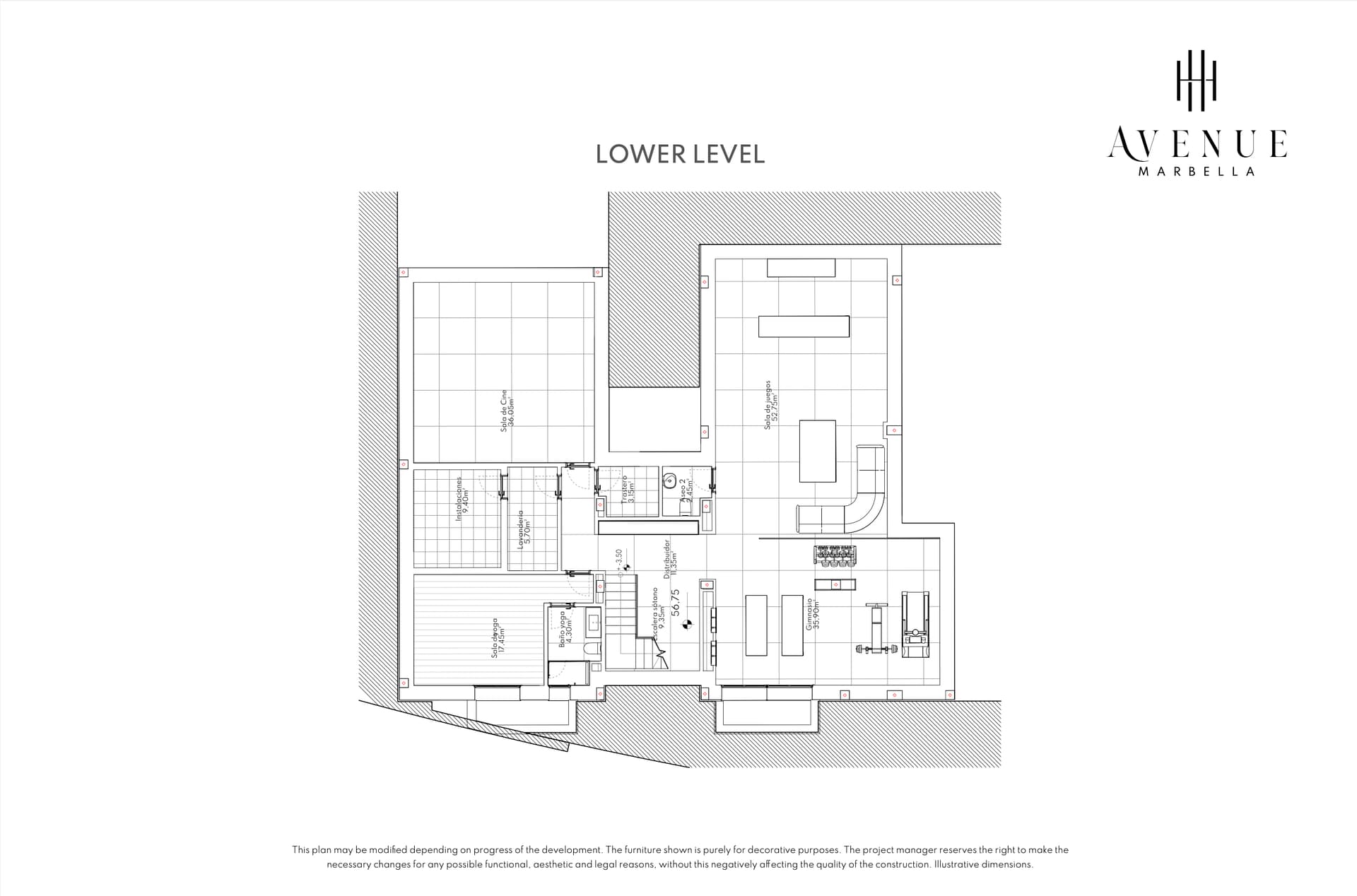 Villa 02, lower level plan