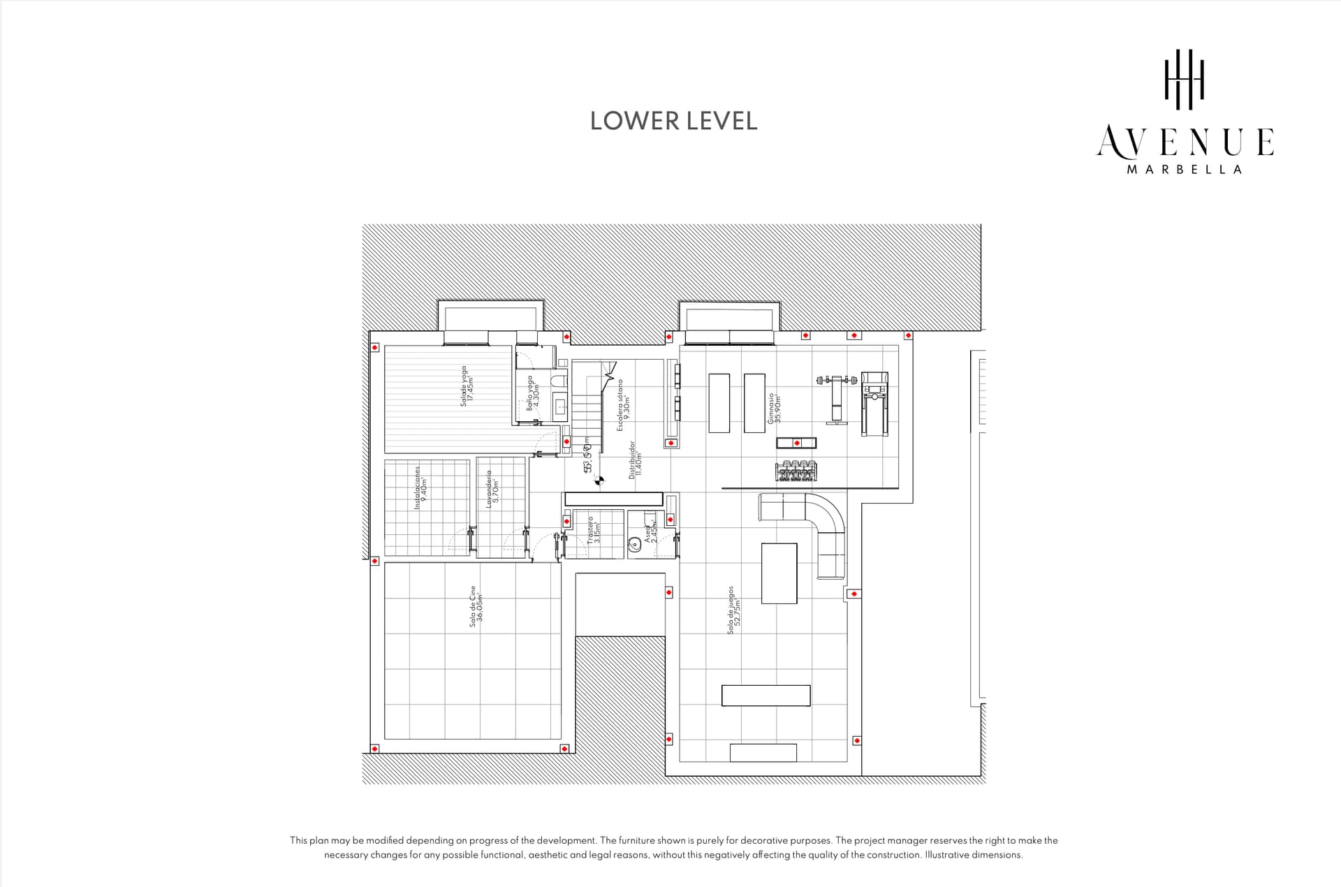 Villa 04, lower level plan
