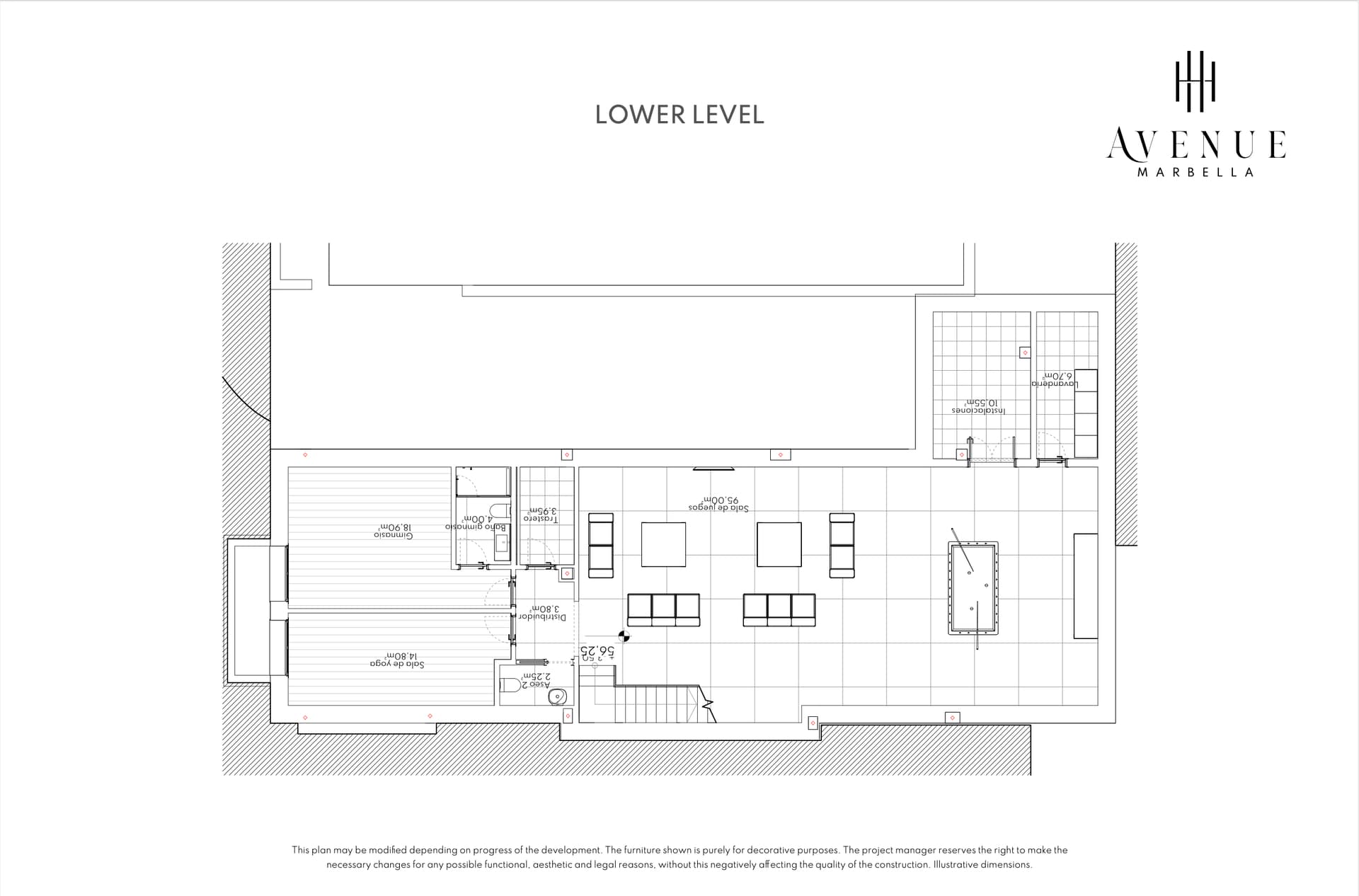 Villa 08, lower level plan