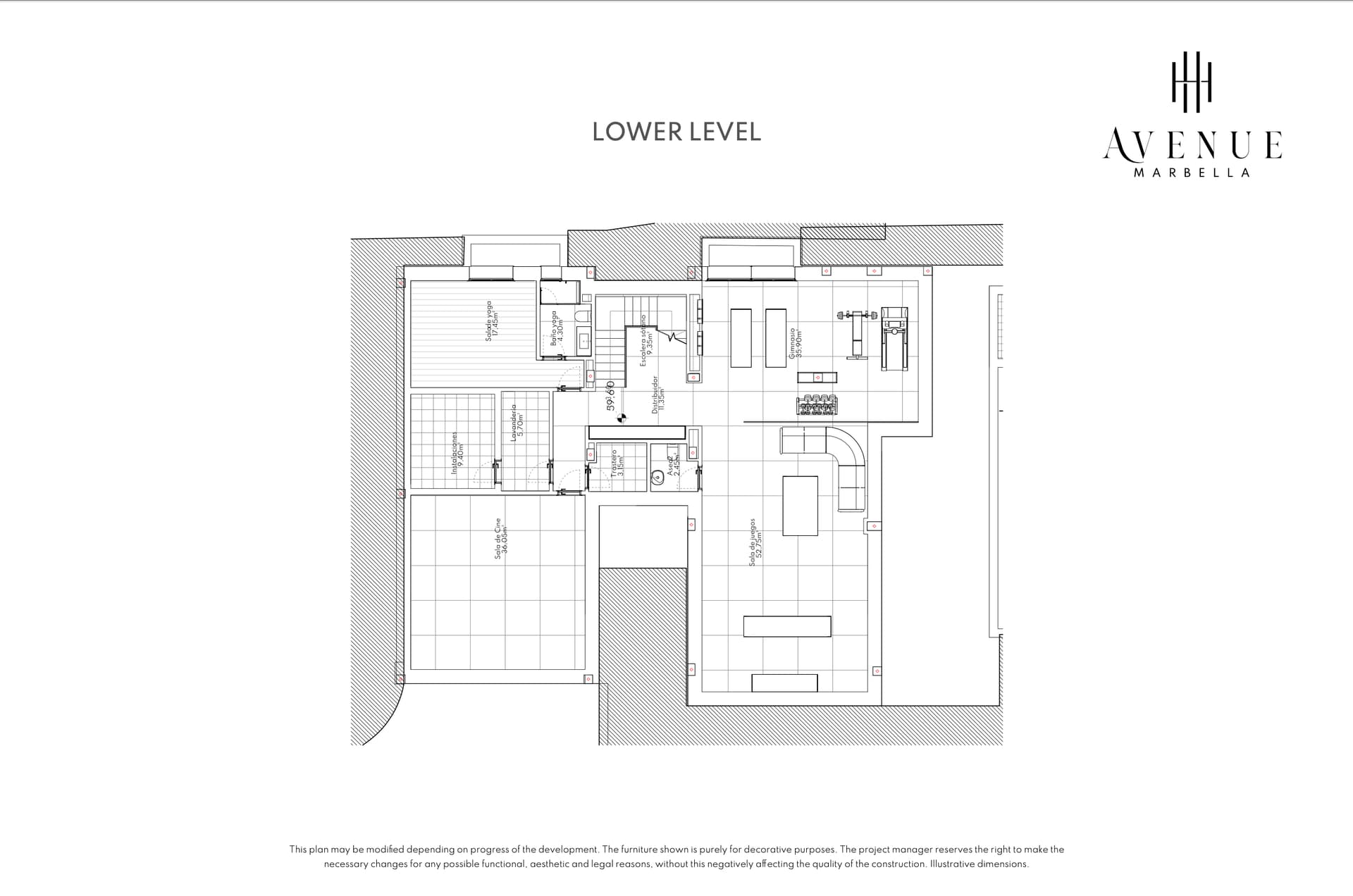 Villa 10, lower level plan