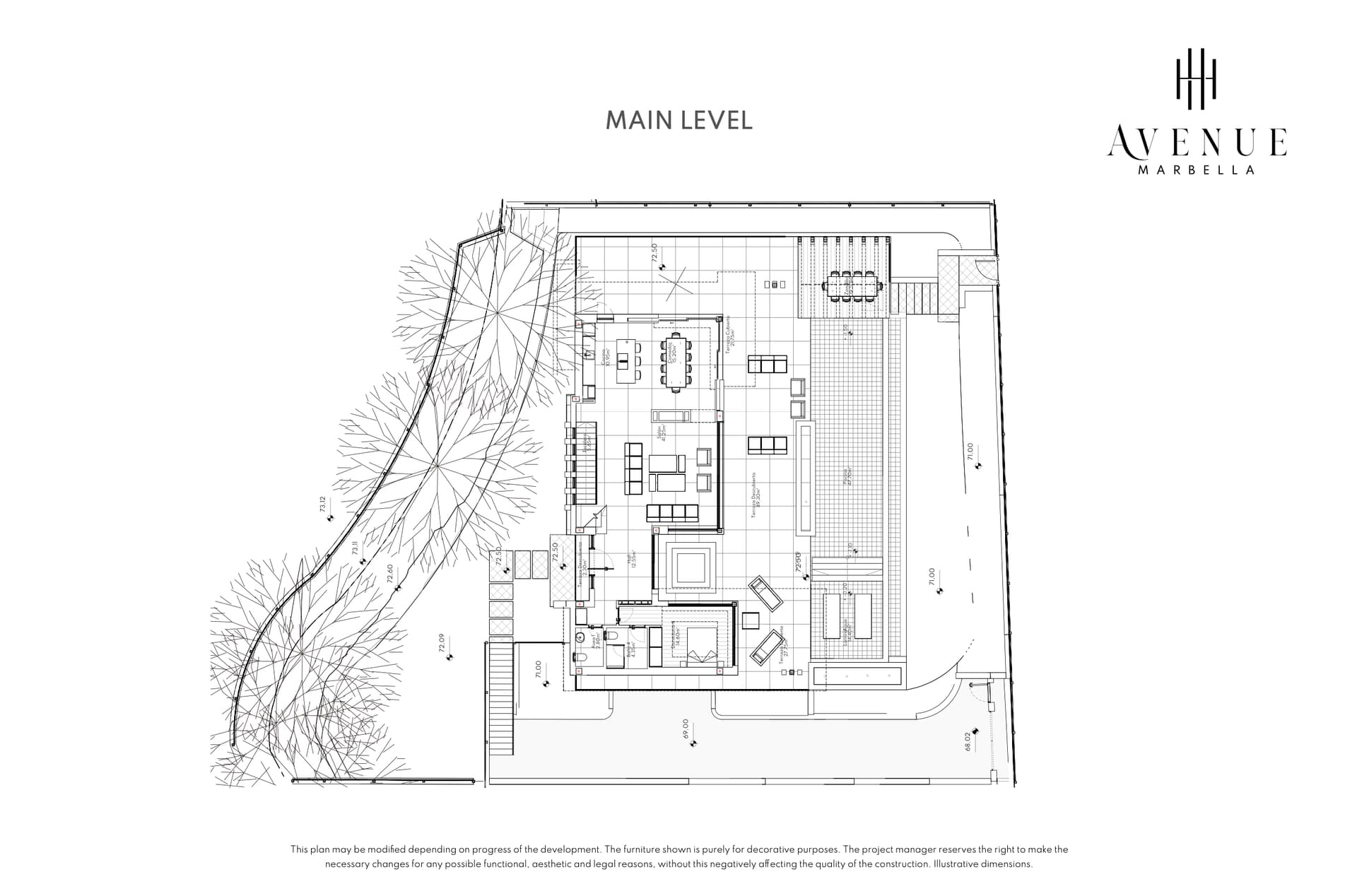 Villa 13, main level plan