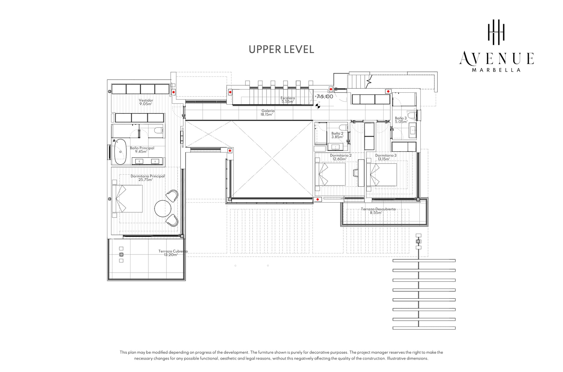 Villa 13, upper level plan