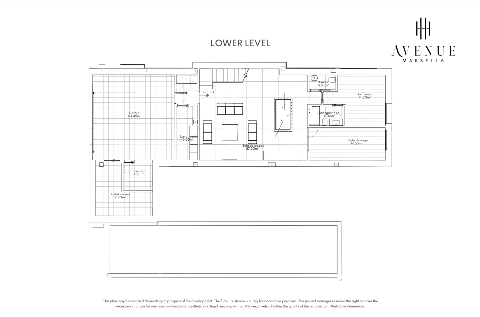 Villa 13, lower level plan