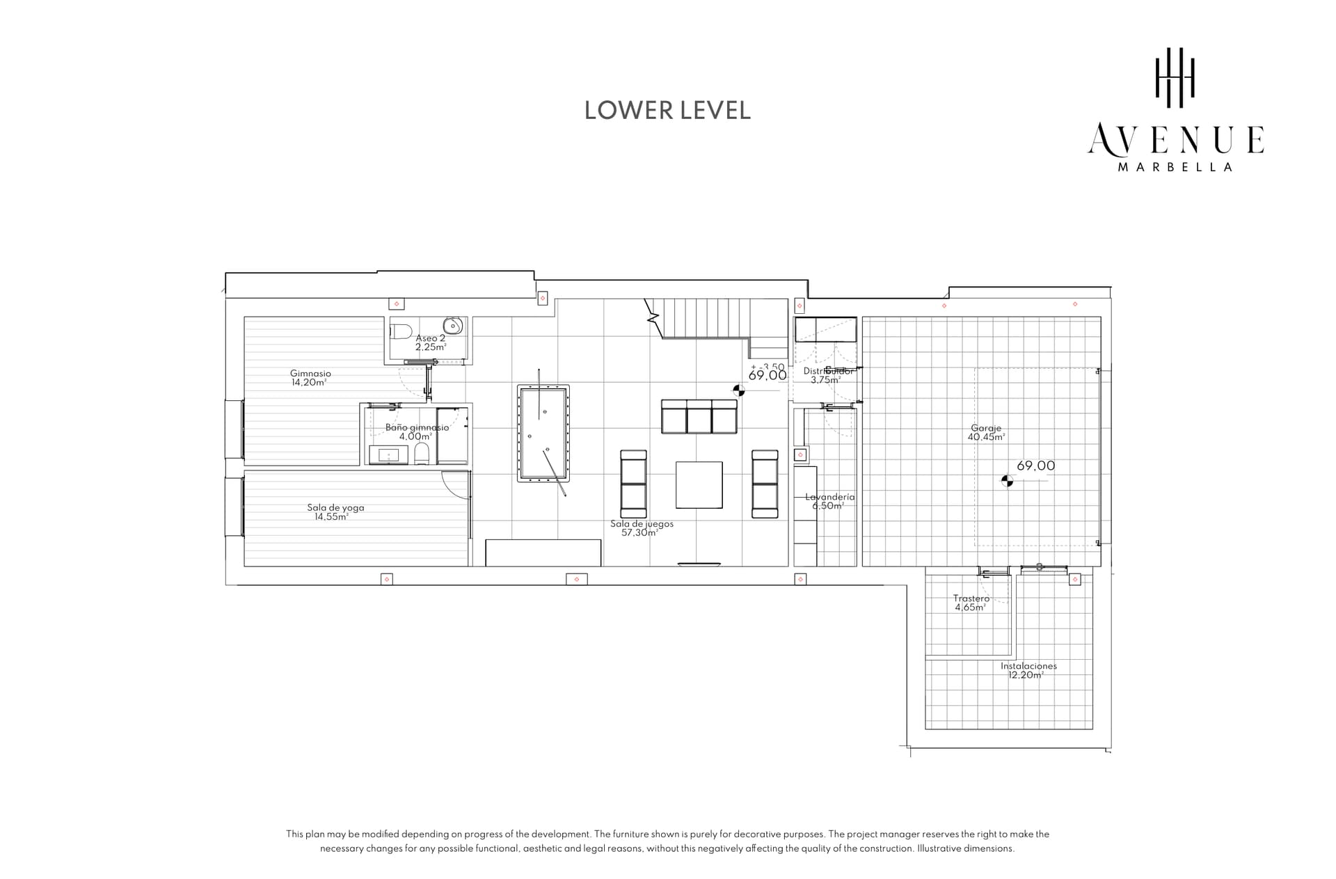 Villa 14, lower level plan