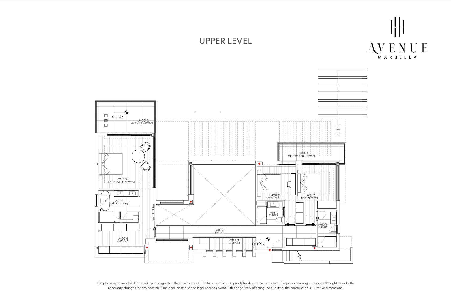 Villa 15, upper level plan