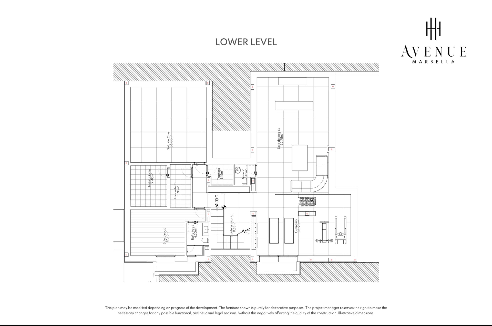 Villa 18, lower level plan