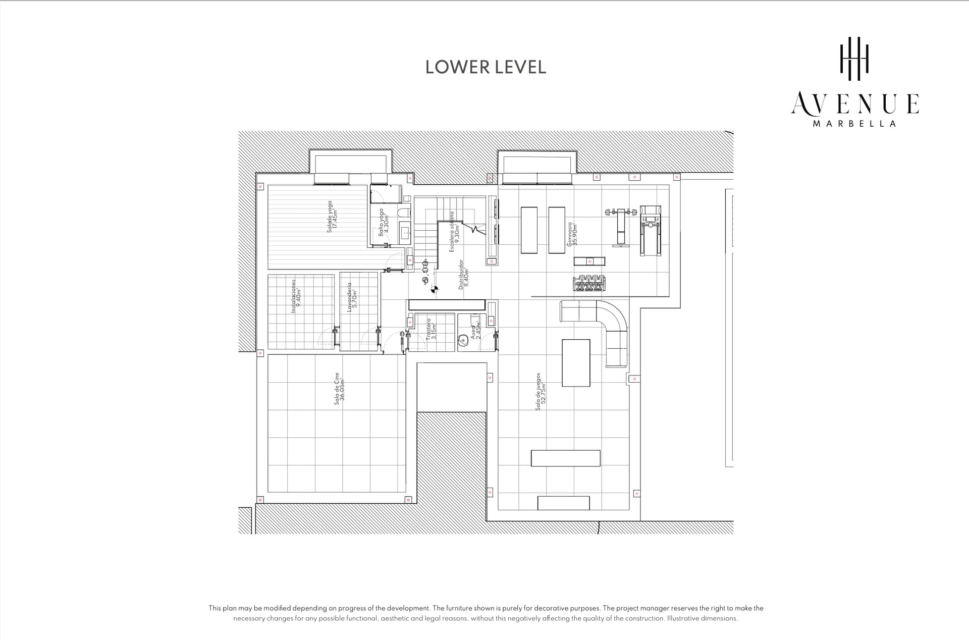 Villa 21, lower level plan