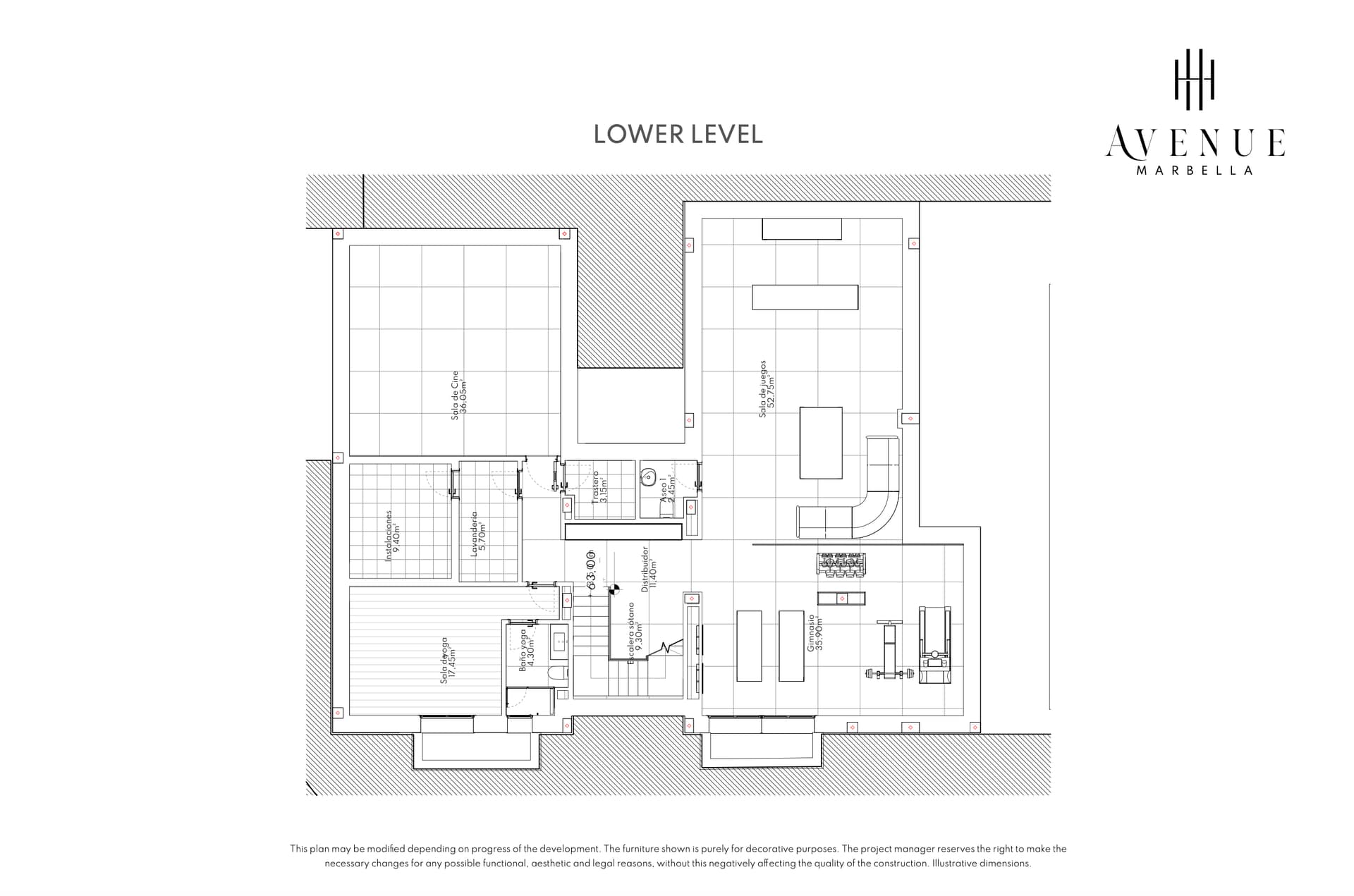 Villa 22, lower level plan