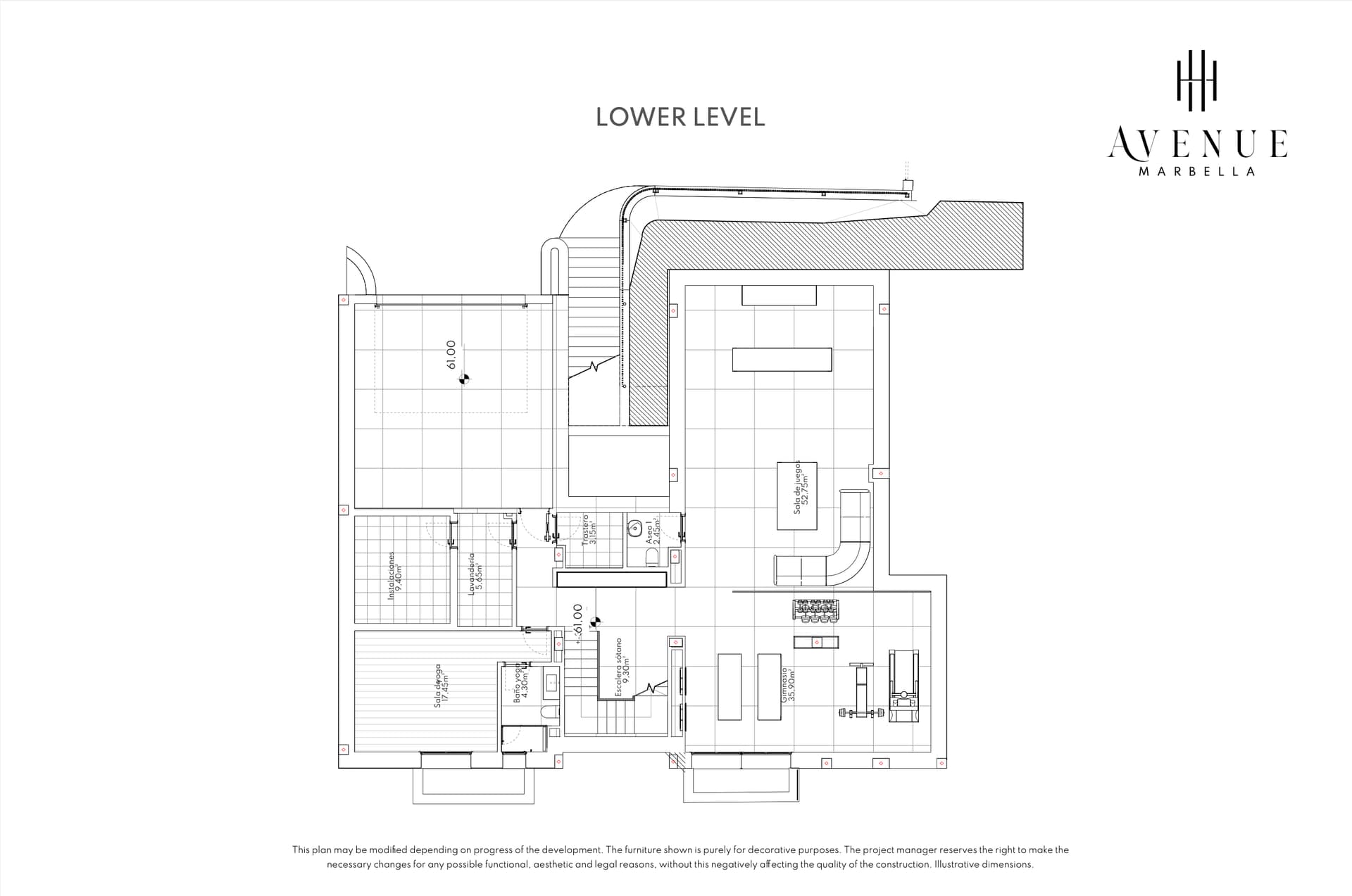 Villa 23, lower level plan